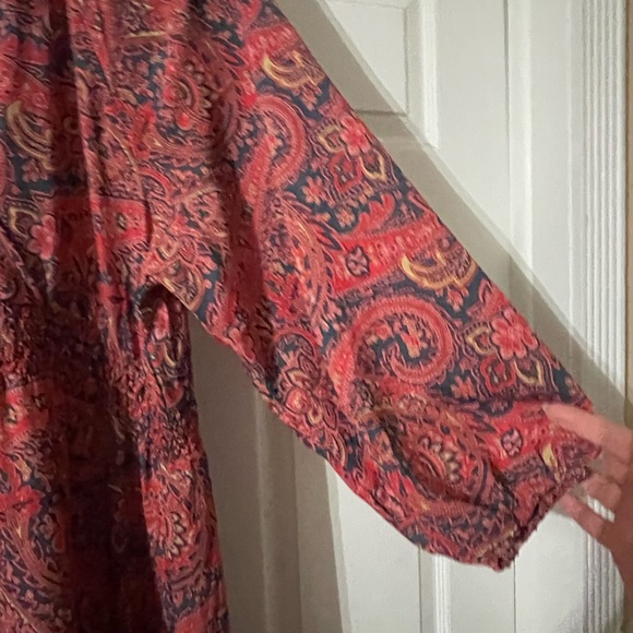NWOT Anthropologie Boemo Stylish Pink red paisley maxi dress 2X 🌹 CLO R - Picture 3 of 8